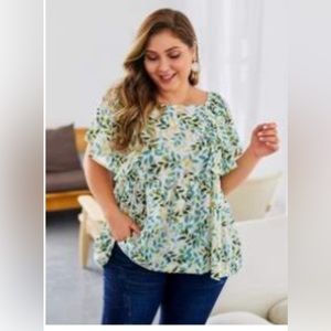 2xl floral print square neck blouse